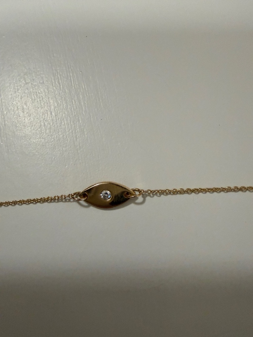 Minimalist Gold Chain Bracelet with Tiny  Evil Eye Charm - Picture 3 of 6
